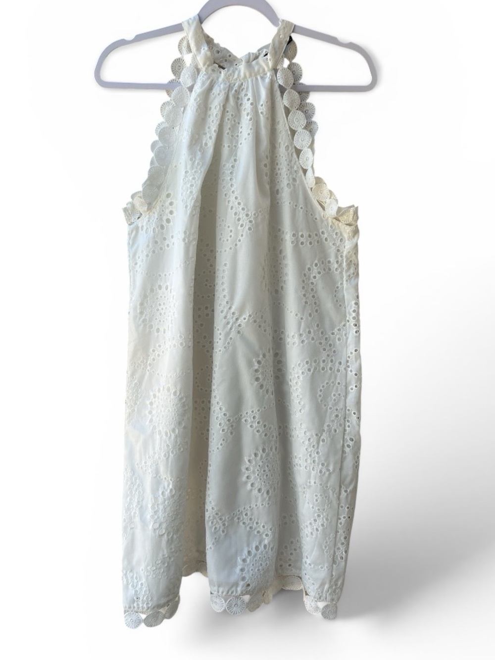 Emery Rose White Eyelet Lace Cottagecore Sleeveless Dress Size Large